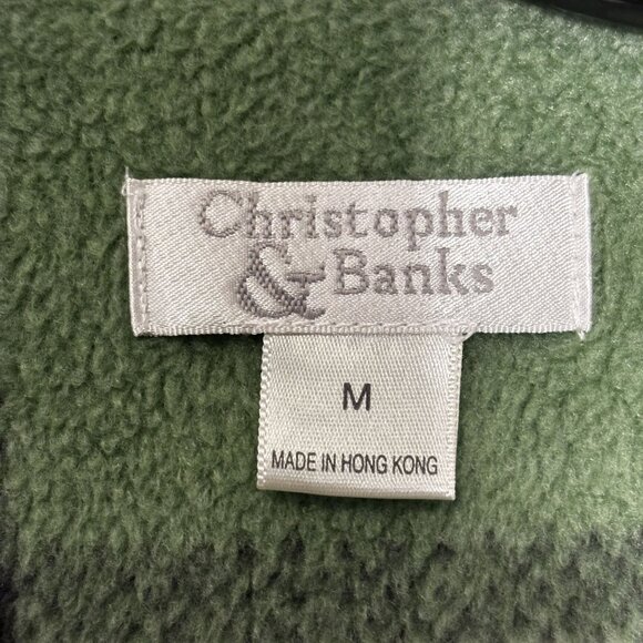 Vintage Green Plaid Fleece Jacket With Tree Embroidery By Christopher & Banks - Picture 3 of 9
